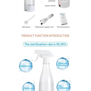 350ml Hypochlorous Acid Disinfection Water Generator with Fogger Spray